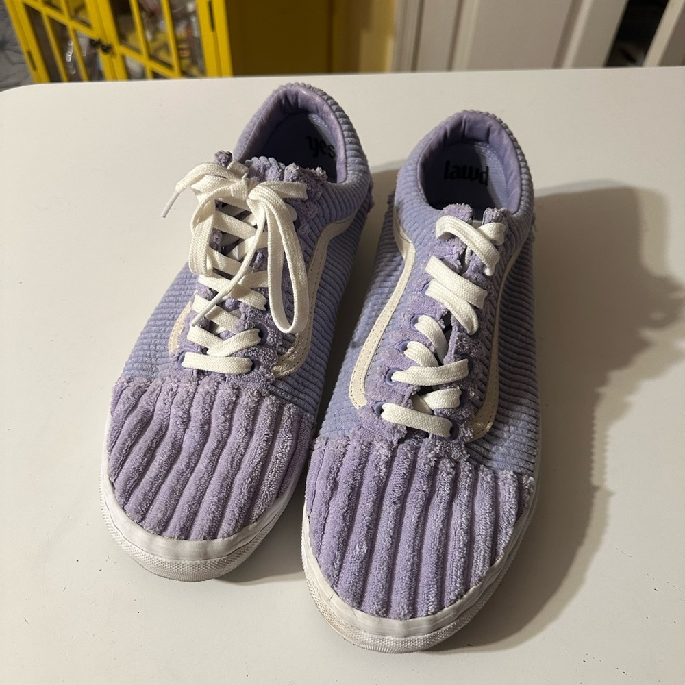 Vans Lilac Corduroy Shoes with White Details